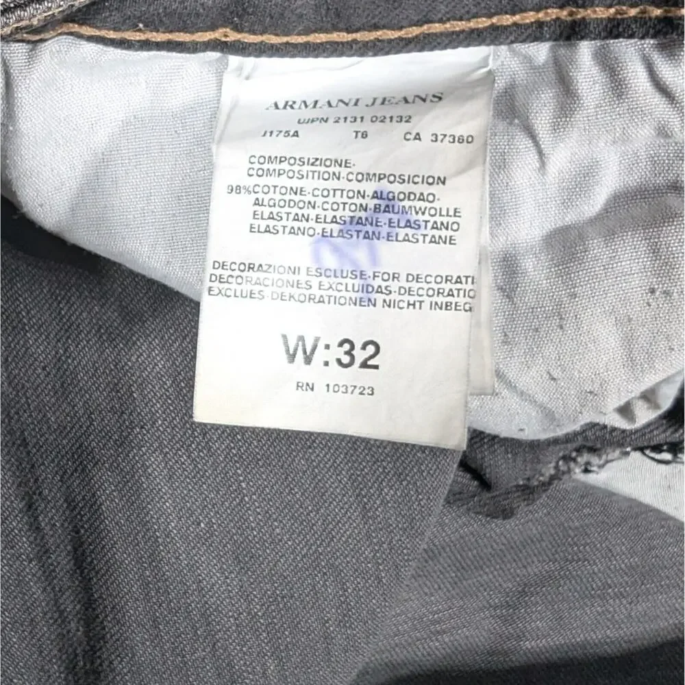 Emporio Armani Jeans Mens Size 28X27 Black J31 Slim Fit Jeans